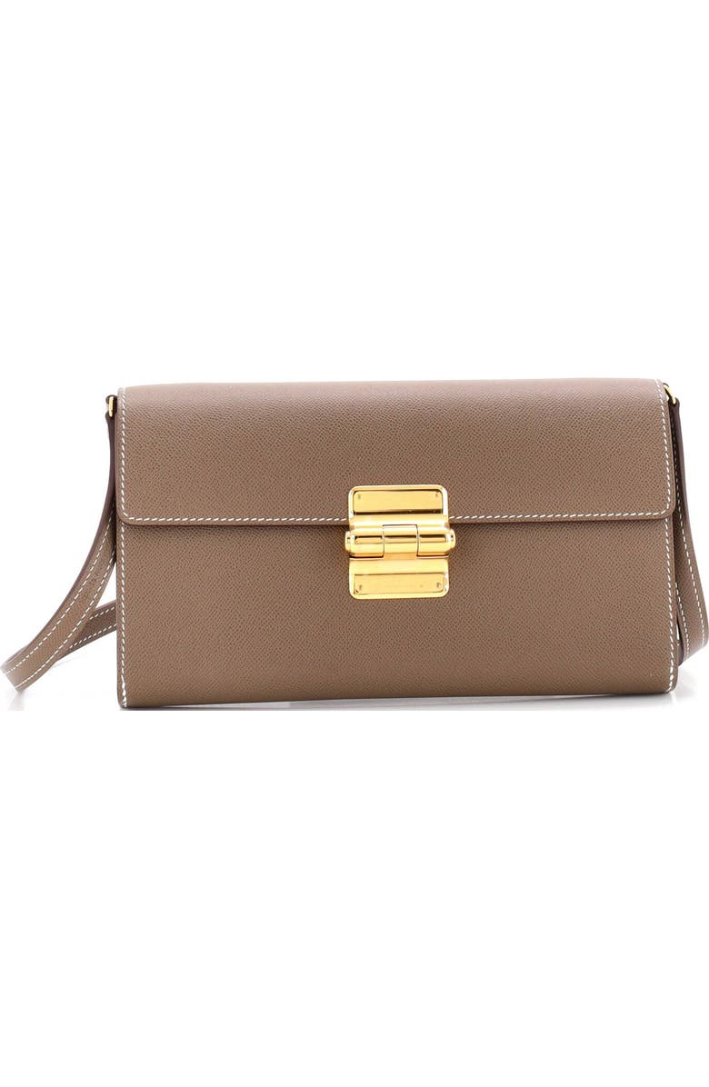 Pre-Owned Hermes Charniere To Go Pouch Madame, Main, color, Etoupe