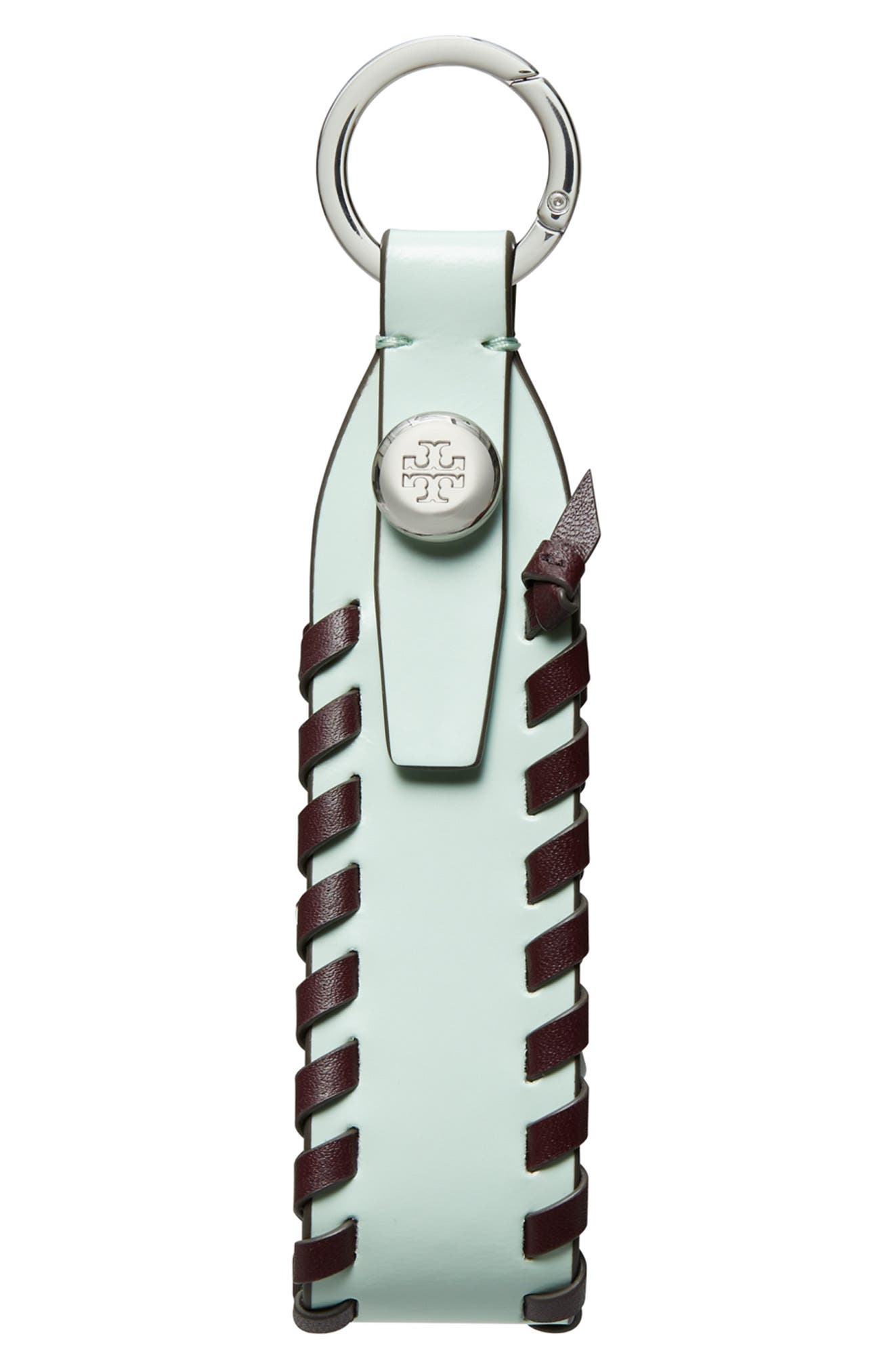 Tory Burch Woven Leather Bag Charm, Alternate, color, Light Green