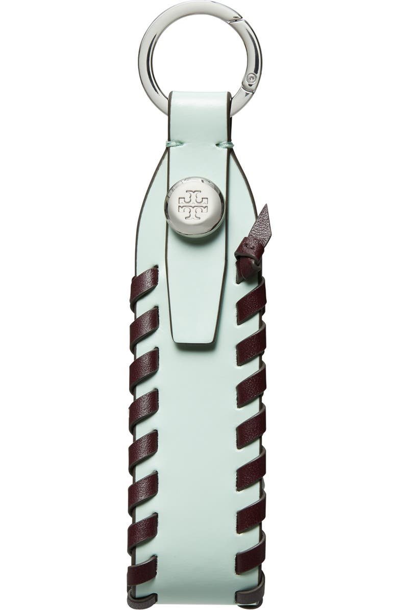 Tory Burch Woven Leather Bag Charm, Alternate, color, Light Green