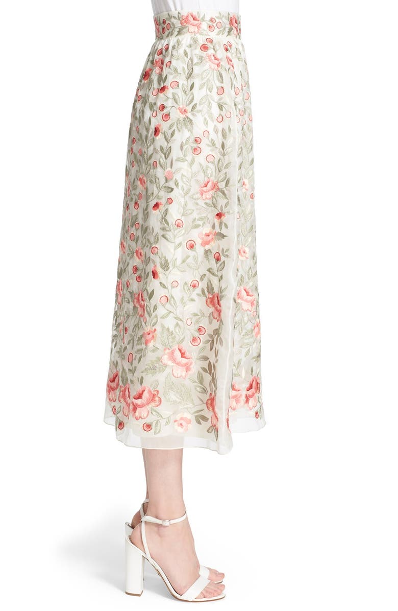 VILSHENKO 'Marianne' Floral Embroidered Silk Organza Skirt, Alternate, color, 