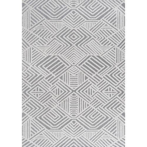 Jonathan Y Jordan High-low Pile Art Deco Geometric Indoor/outdoor Area Rug In White/black