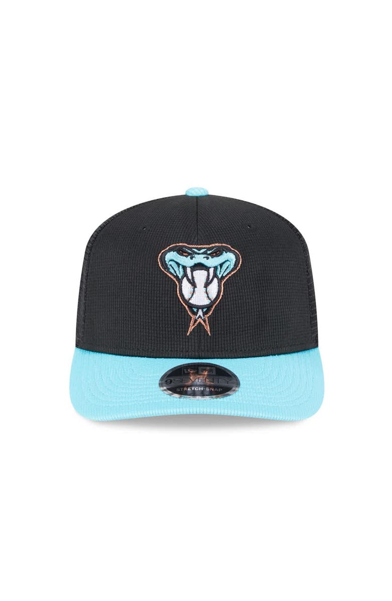 New Era Men's New Era  Black/Light Blue Arizona Diamondbacks 2025 Batting Practice 9SEVENTY Stretch-Snap Trucker Hat, Alternate, color, 