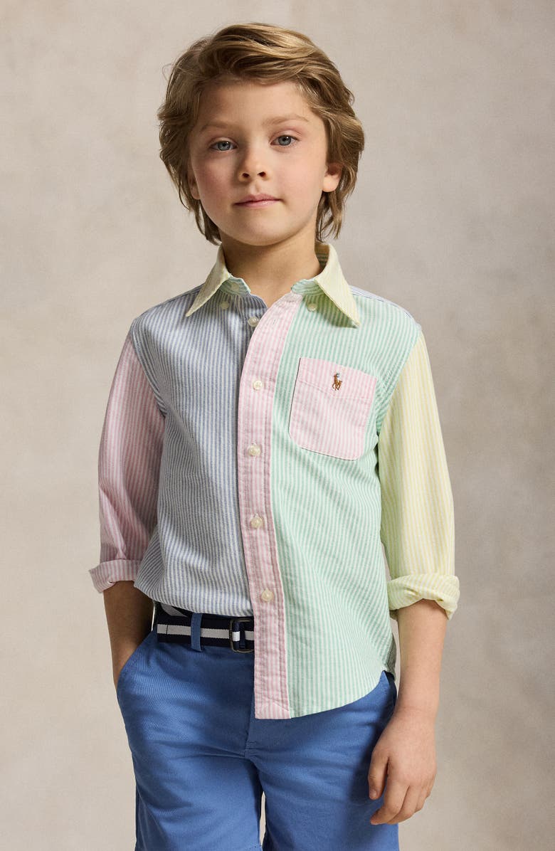 Polo Ralph Lauren Kids' Stripe Cotton Button-Down Oxford Shirt, Alternate, color, Uni Stripe Fun Shirt