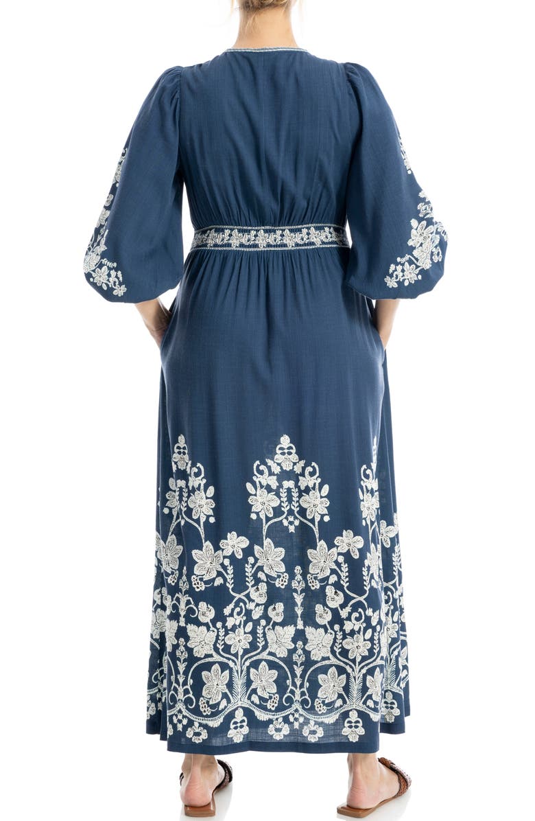 MAX STUDIO Print Maxi Dress, Alternate, color, Sapphire/ Cream