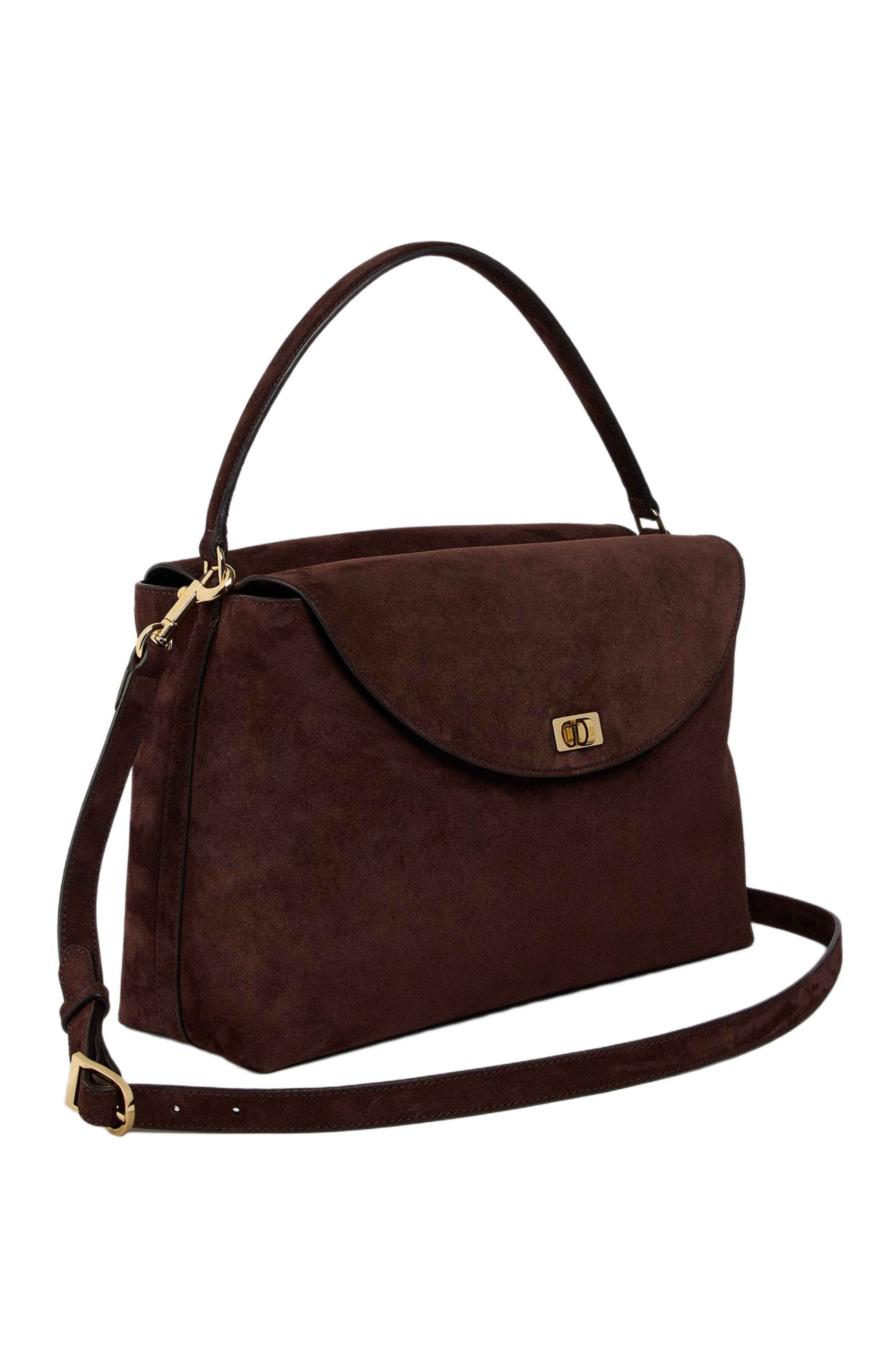 Suede bag, Alternate, color, Brown