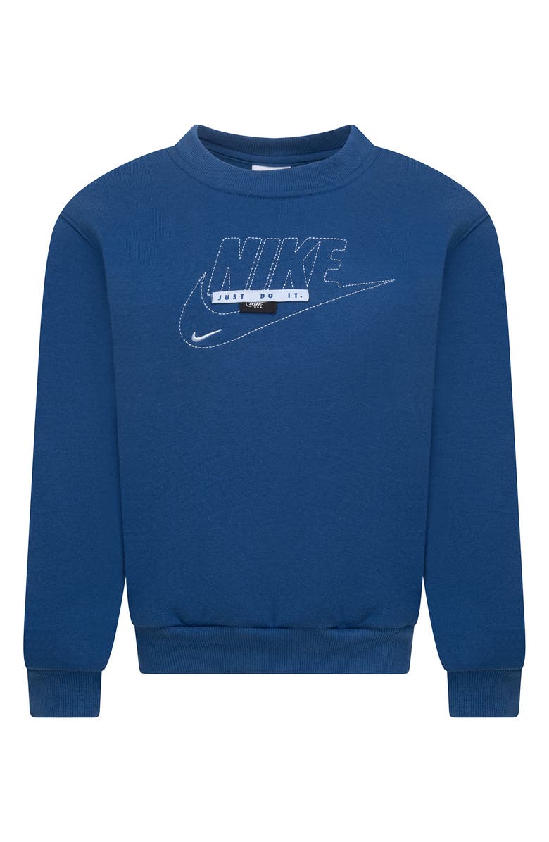 Nike Kids' Sportswear Club Specialty Fleece Crewneck Sweatshirt, Main, color, Court Blue