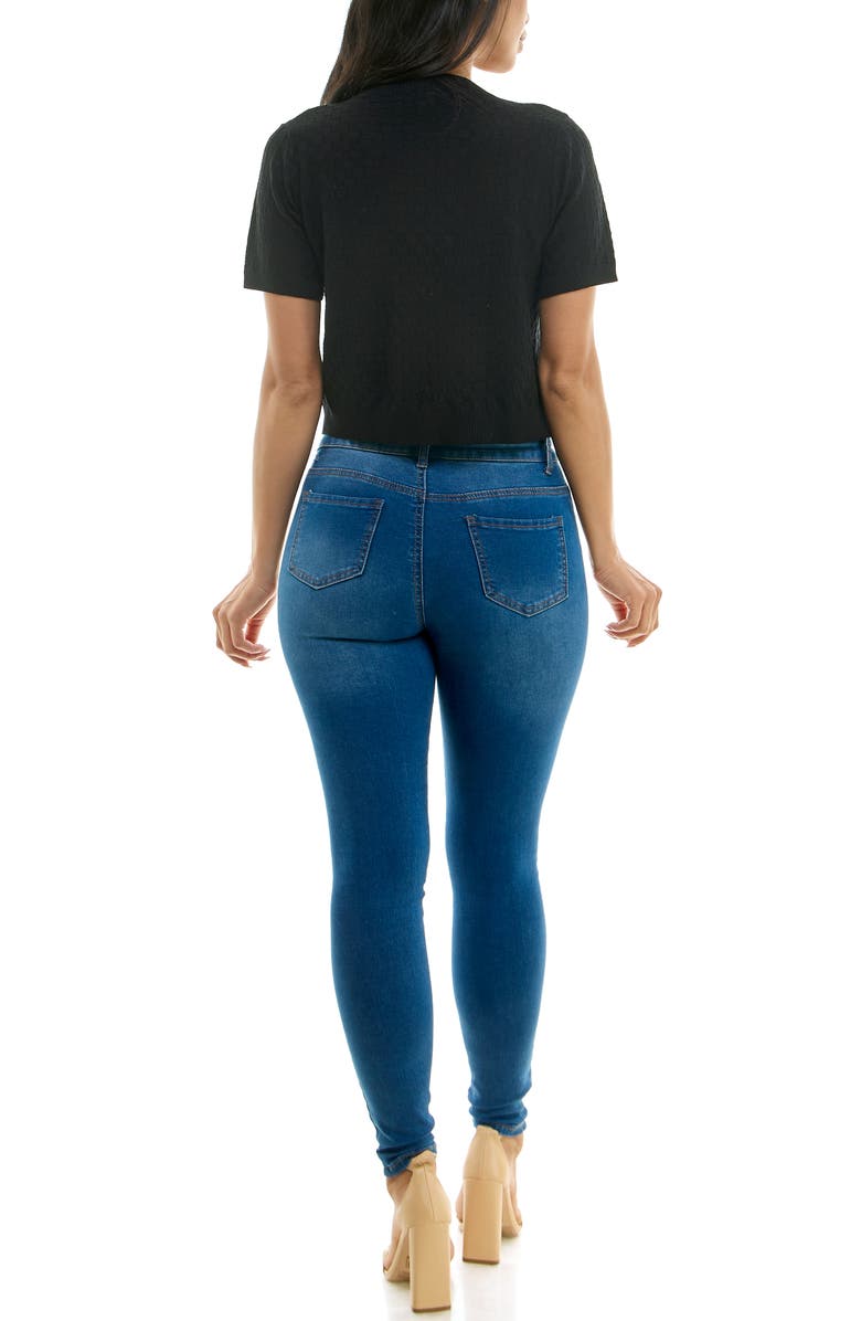 Nina Leonard Box Knit Bolero, Alternate, color, Black