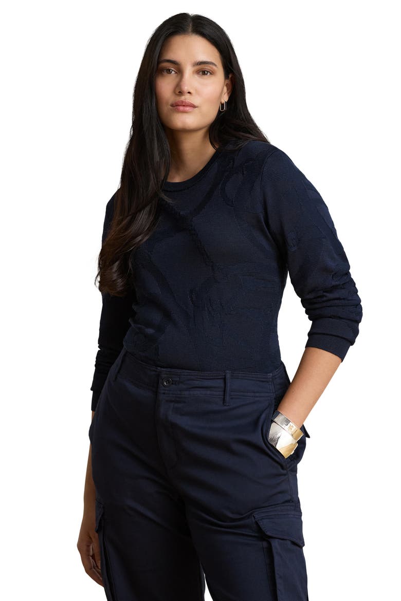 Crewneck Sweater, Alternate, color, LAUREN NAVY BLUE