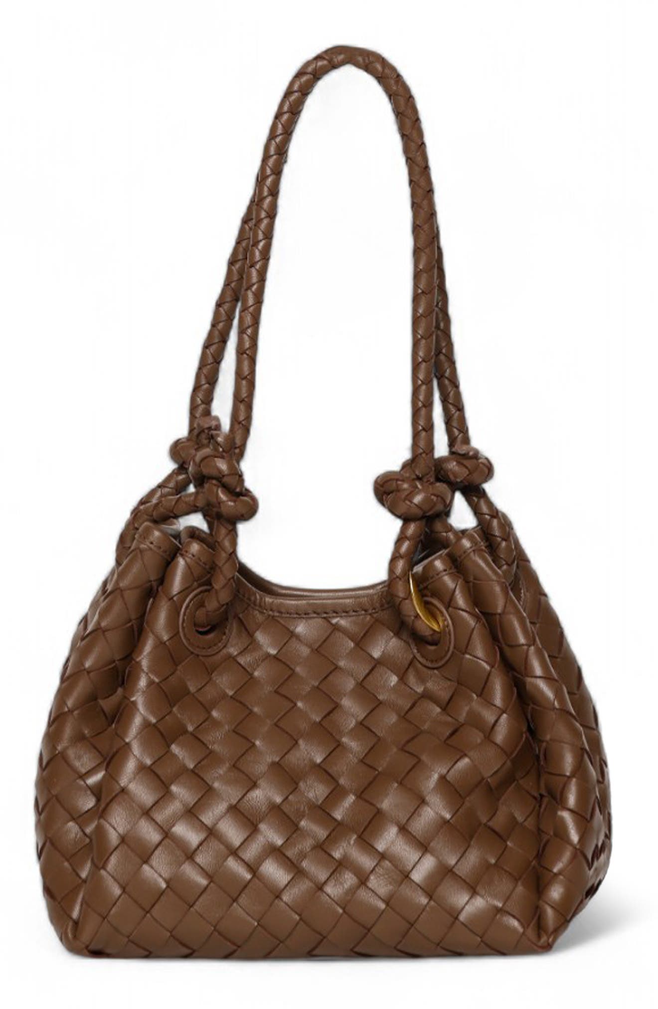Walter Baker Kinsley Knot Top Handle Woven Leather Bag