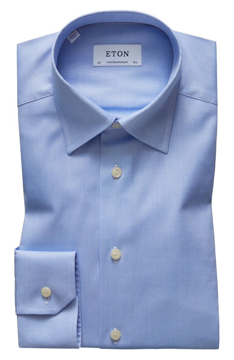 Eton Contemporary Fit Solid Dress Shirt, Main, color, Blue
