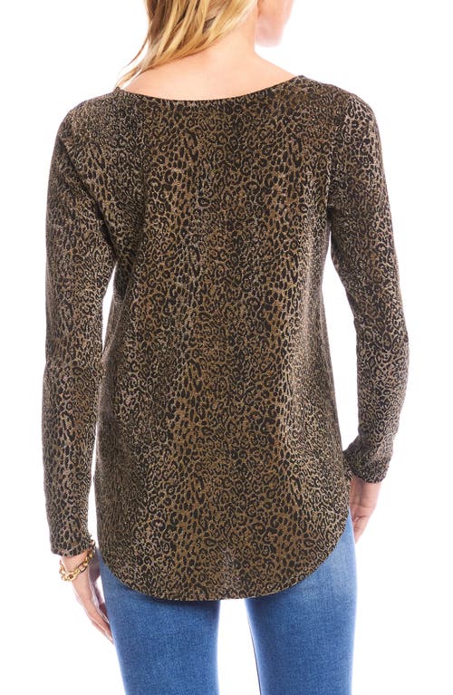 Karen Kane Metallic Leopard Knit Top In Brown