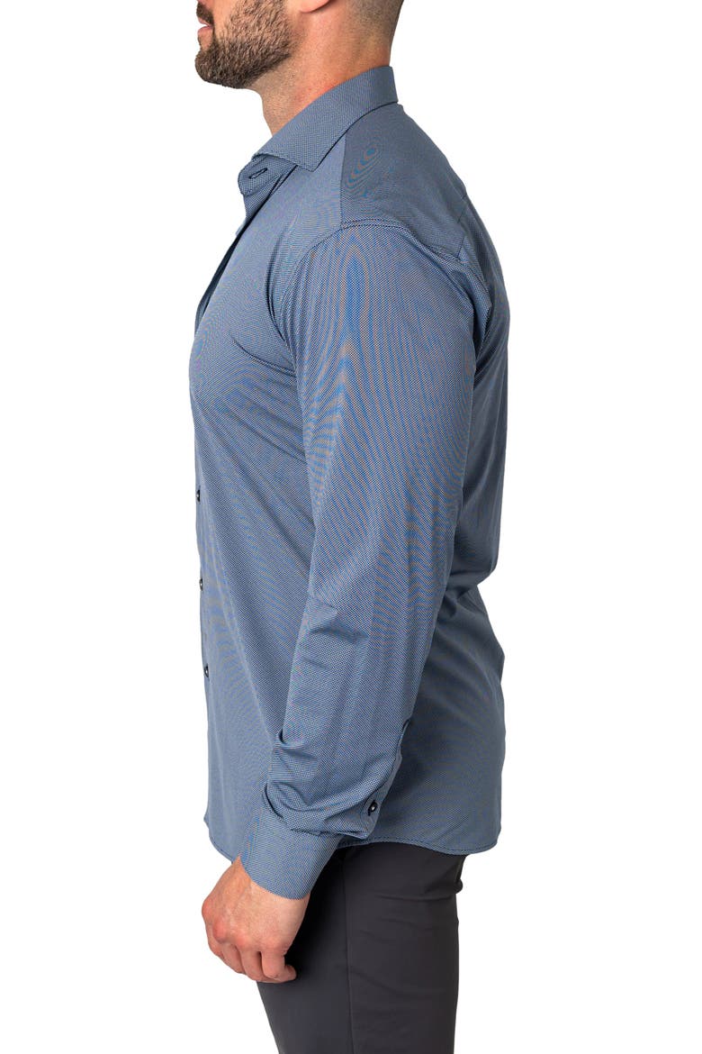 Einstein Micropattern Stretch Contemporary Fit Button-Up Shirt, Alternate, color, BLUE