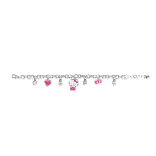 Hello Kitty Charm Hearts Bracelet In Metallic