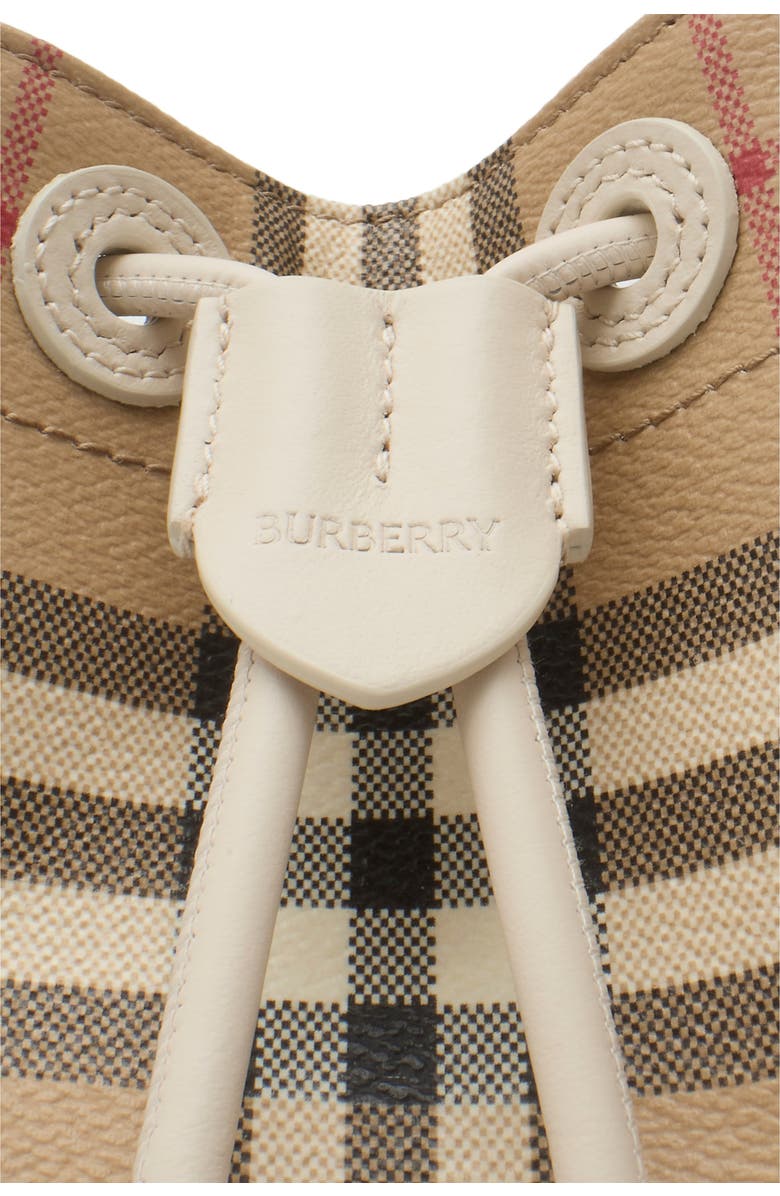 Burberry Mini Check Bucket Bag, Alternate, color, Archive Beige/Soap Beige