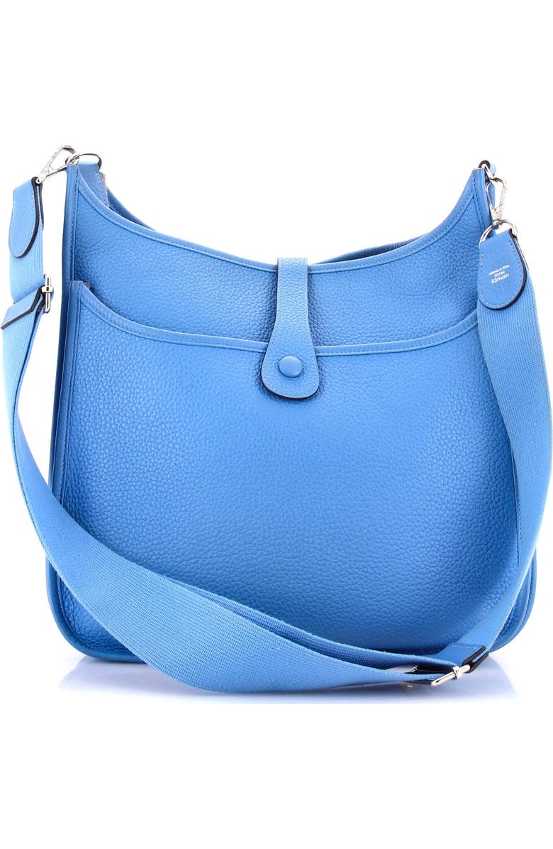 Pre-Owned Hermes Evelyne Bag Gen III Clemence GM, Alternate, color, Bleu Paradis