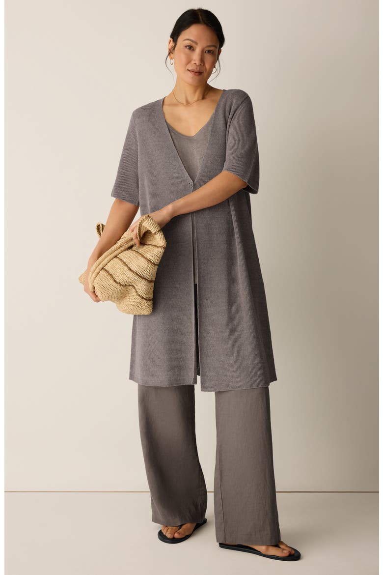 Organic Linen Cardigan, Alternate, color, WALNUT