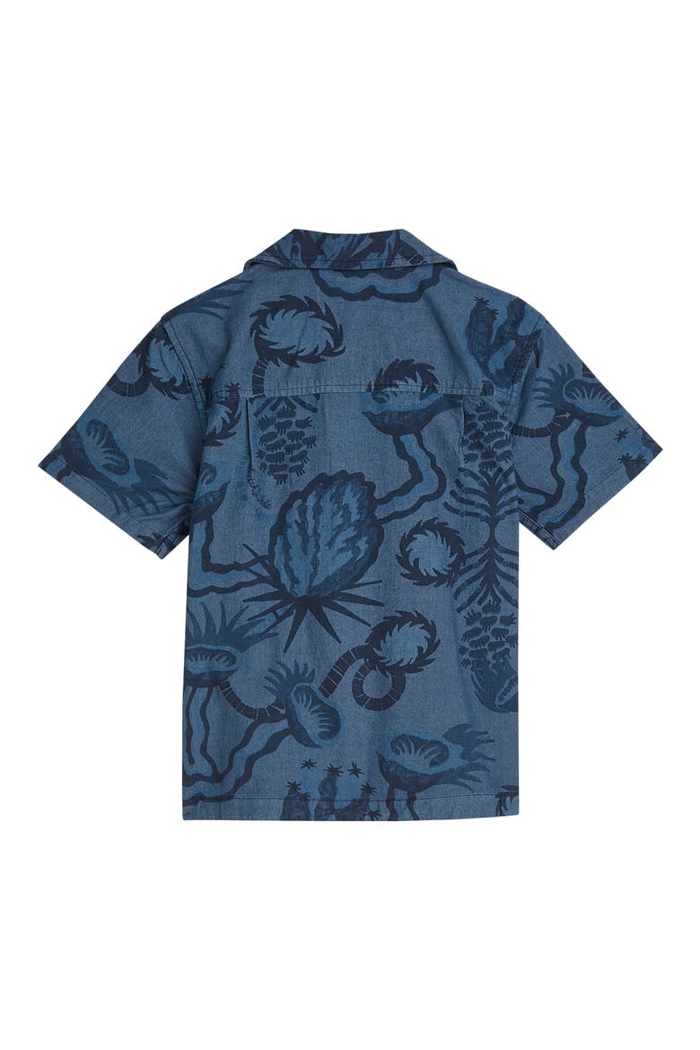 Kids' Floral Cotton Chambray Camp Shirt, Alternate, color, SHINE A LIGHT