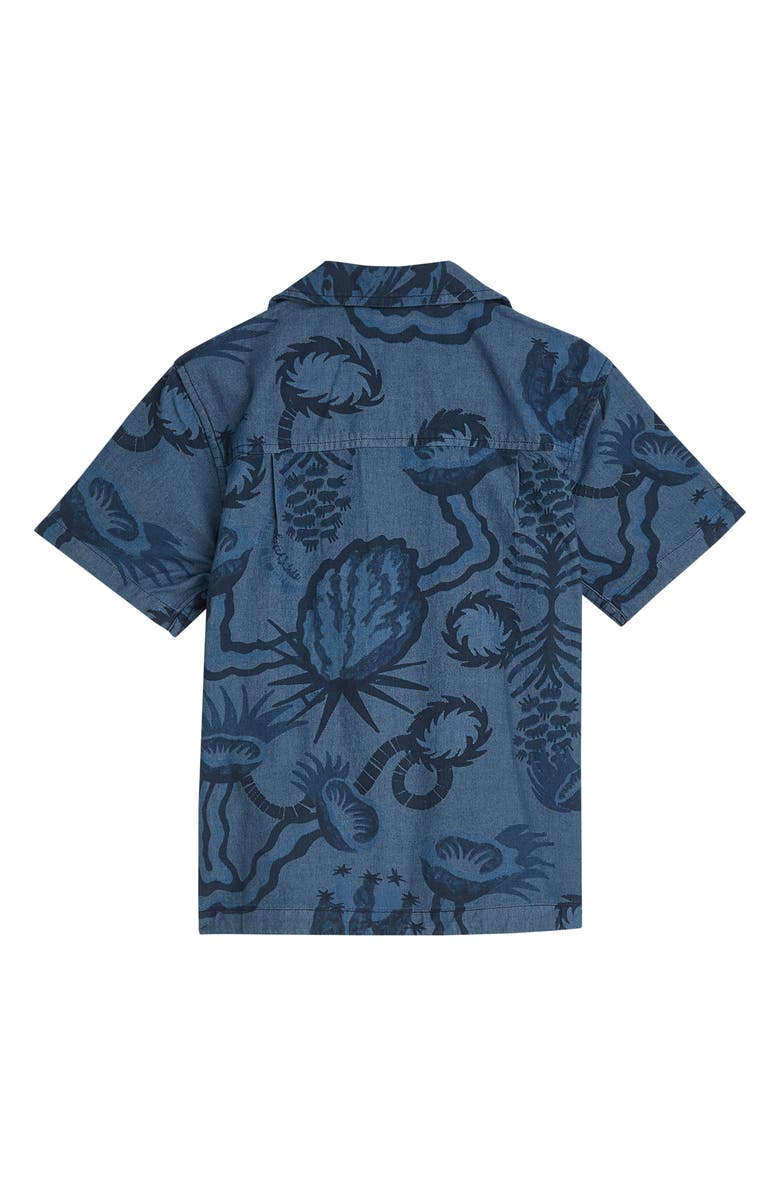 Scotch & Soda Kids' Floral Cotton Chambray Camp Shirt, Alternate, color, Shine A Light