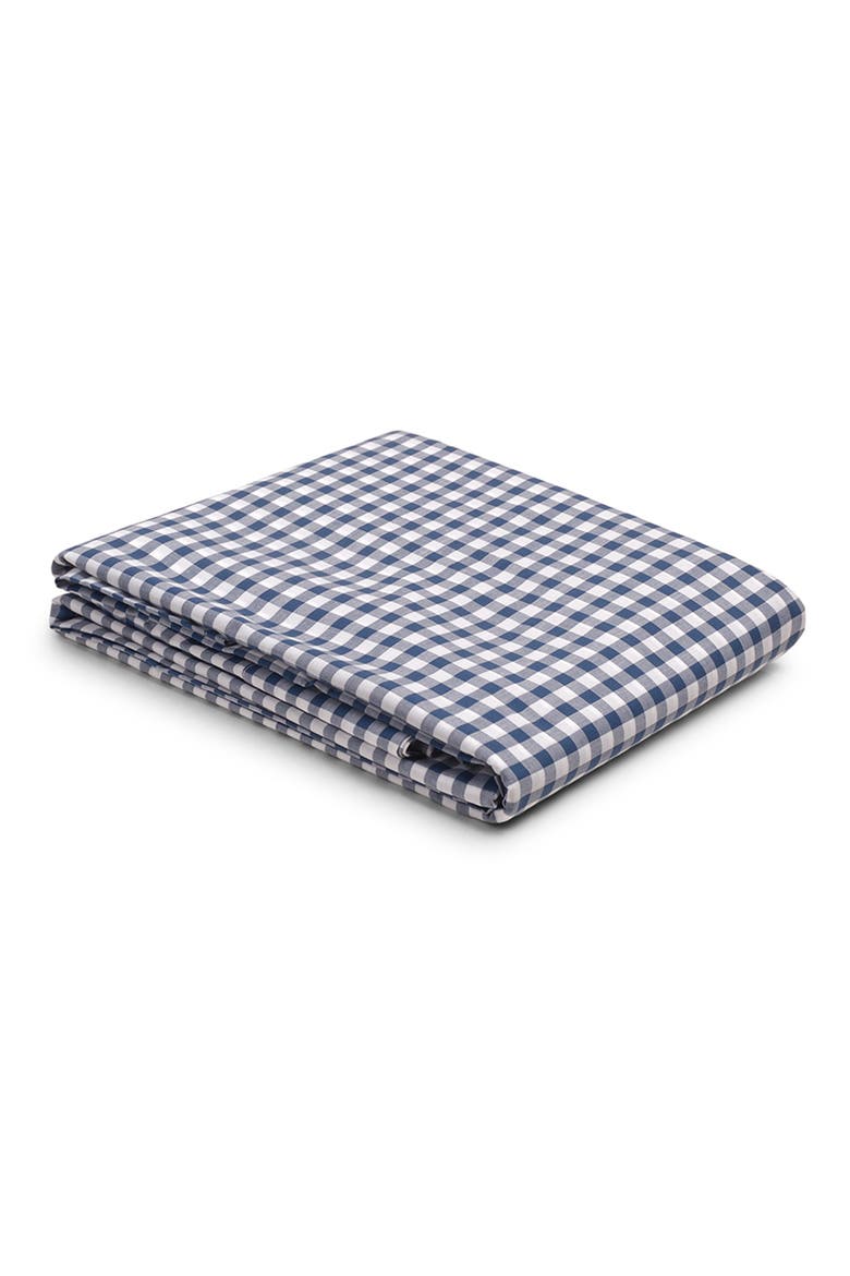 200 Thread Count Gingham Cotton Flat Sheet, Main, color, INDIGO