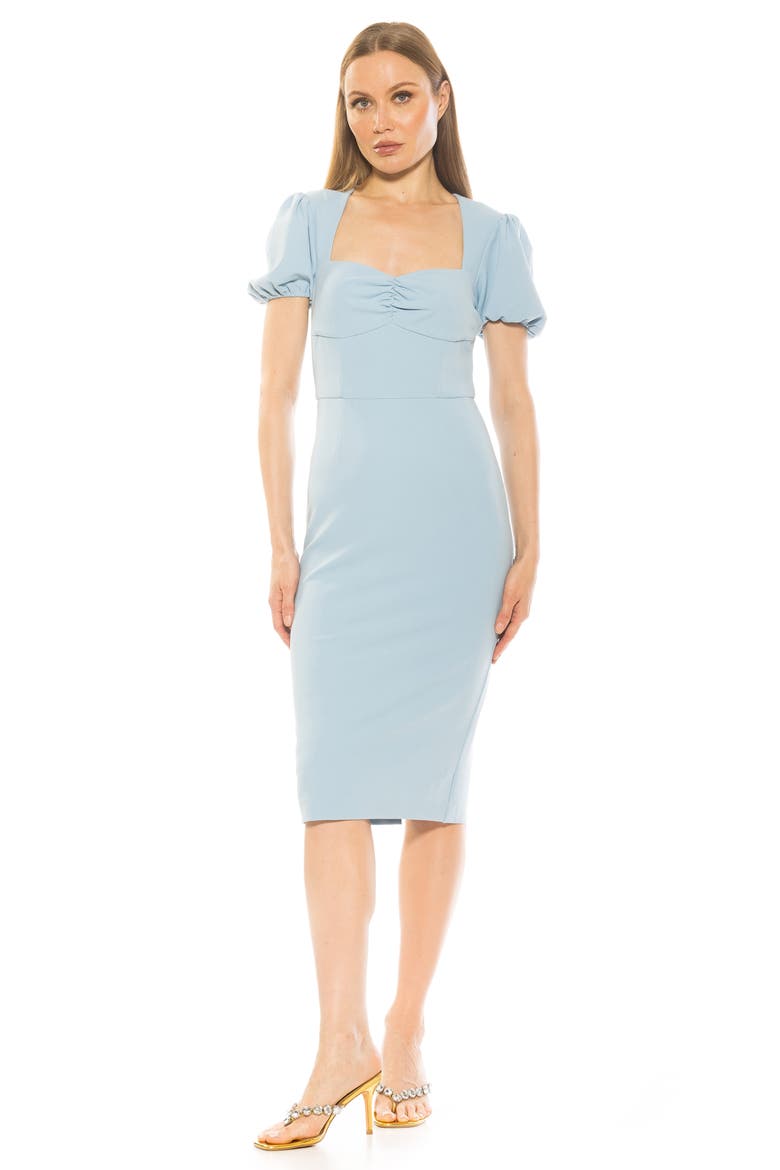 Micaela Sweetheart Neck Sheath Dress, Alternate, color, HALOGEN BLUE