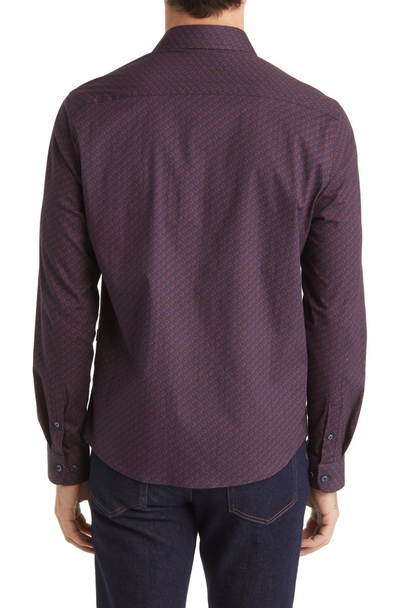 Stone Rose Skull Print Stretch Woven Button-Up Shirt, Alternate, color, 