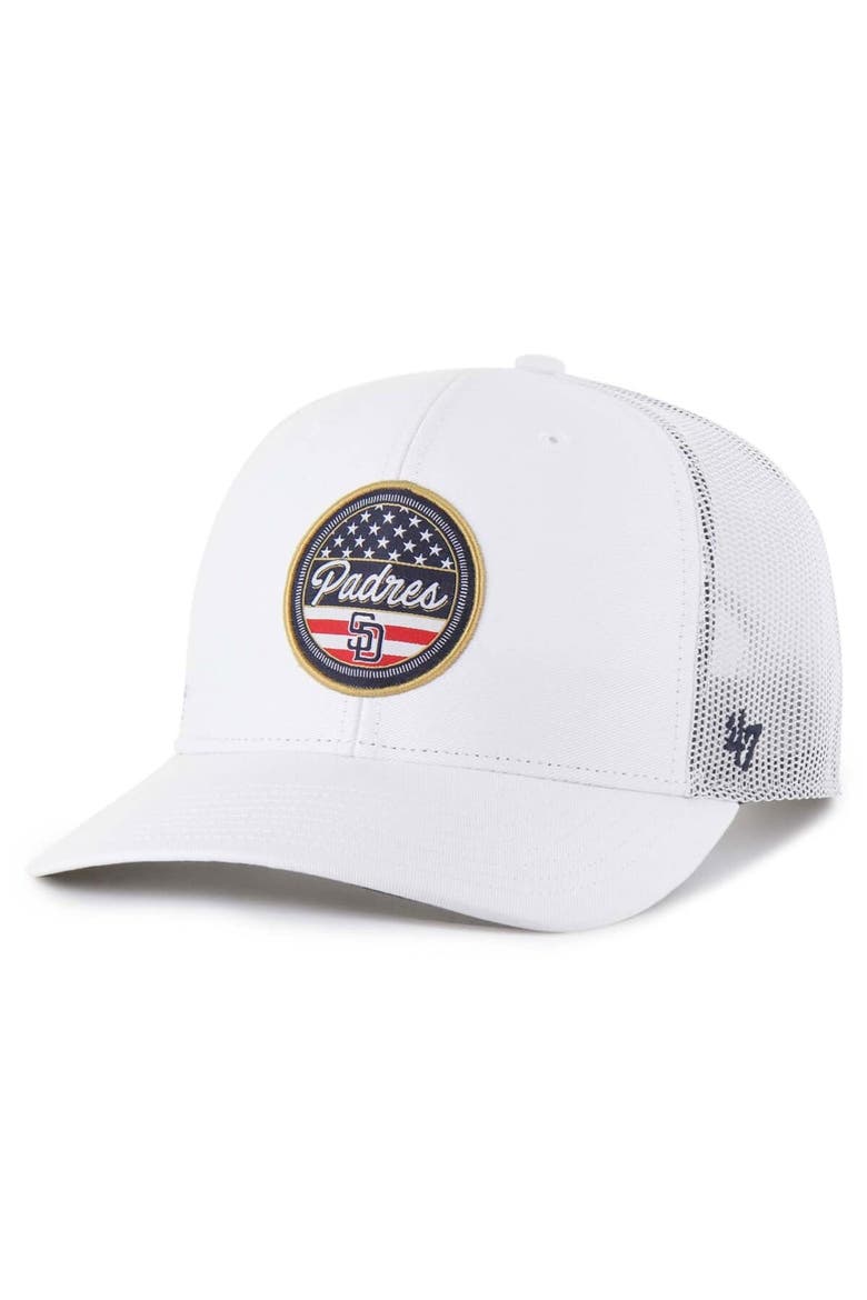 Men's '47 White San Diego Padres Homage Adjustable Trucker Hat, Main, color, White