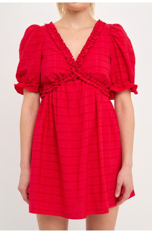 Free The Roses Ruffle Cross Back Cotton Minidress In Red