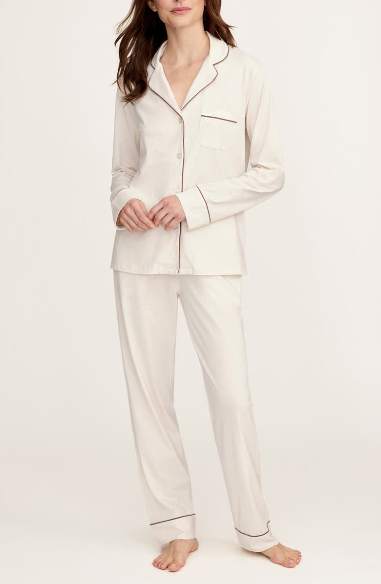 Petite Plume Featherweight Pima Cotton Pajamas, Main, color, White