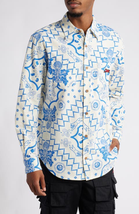 The Bands Patterned Button-Up Shirt