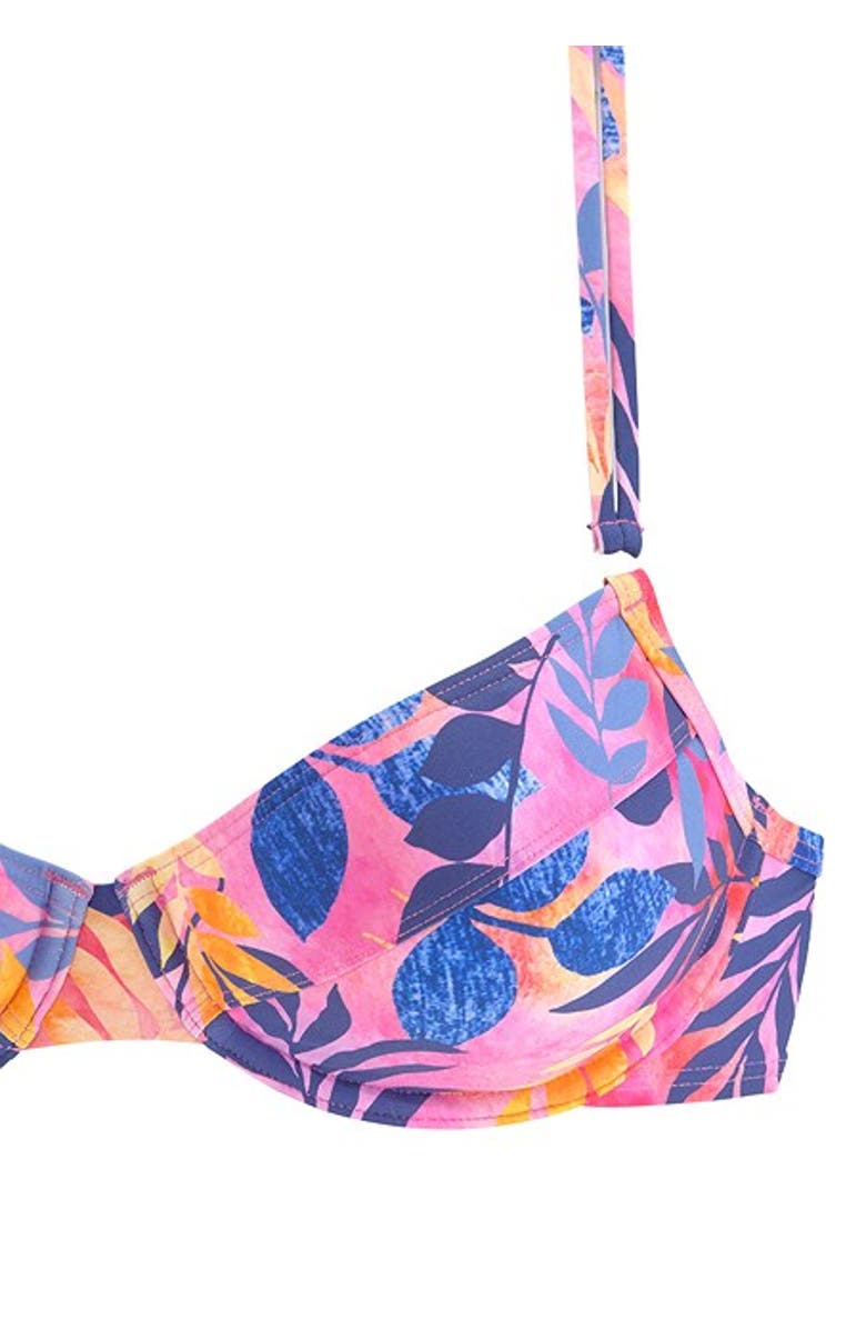 LASCANA Tropical Print Underwire Bikini Top Size 32B, Alternate, color, Pink-Printed