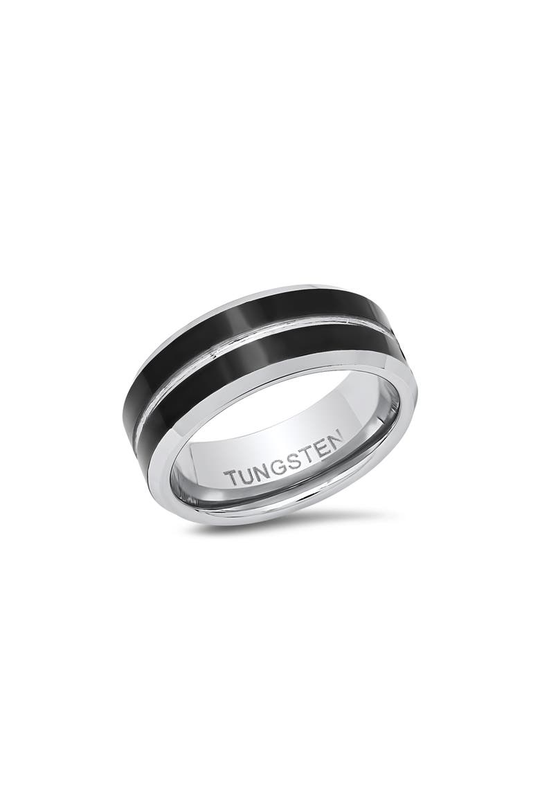 Men's Two-Tone Ring, Alternate, color, SILVER/ BLACK