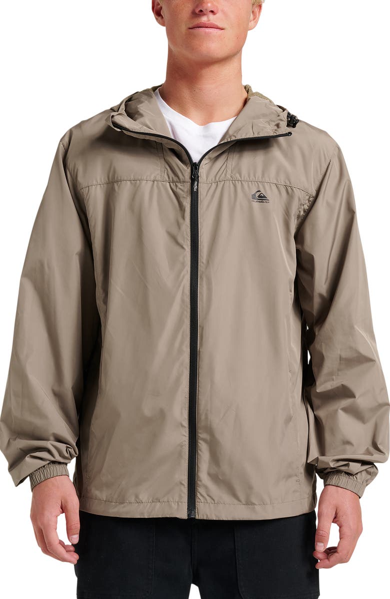 Quiksilver Overcast Water Repellent Hooded Windbreaker, Main, color, Fallen Rock