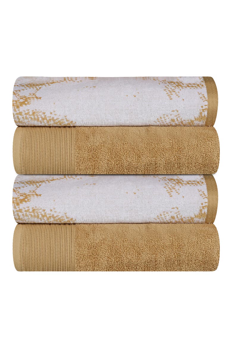 Marble 10-Piece Quick-Drying Cotton Towel Set, Main, color, BROWN