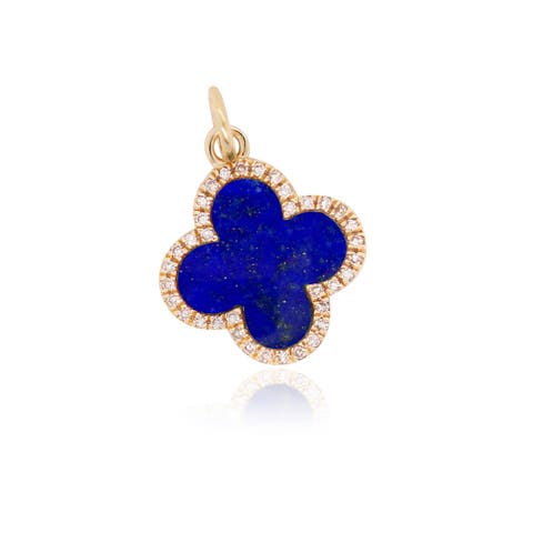 Large Lapis Diamond Clover Charm