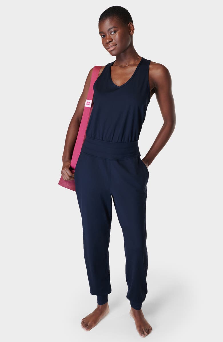 Sweaty Betty Gaia Yoga Jumpsuit, Alternate, color, Navy Blue
