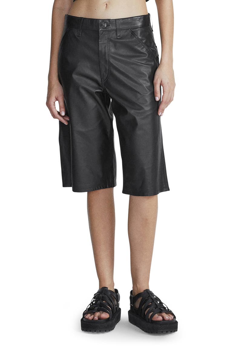 rag & bone Cavalry Leather Shorts, Main, color,