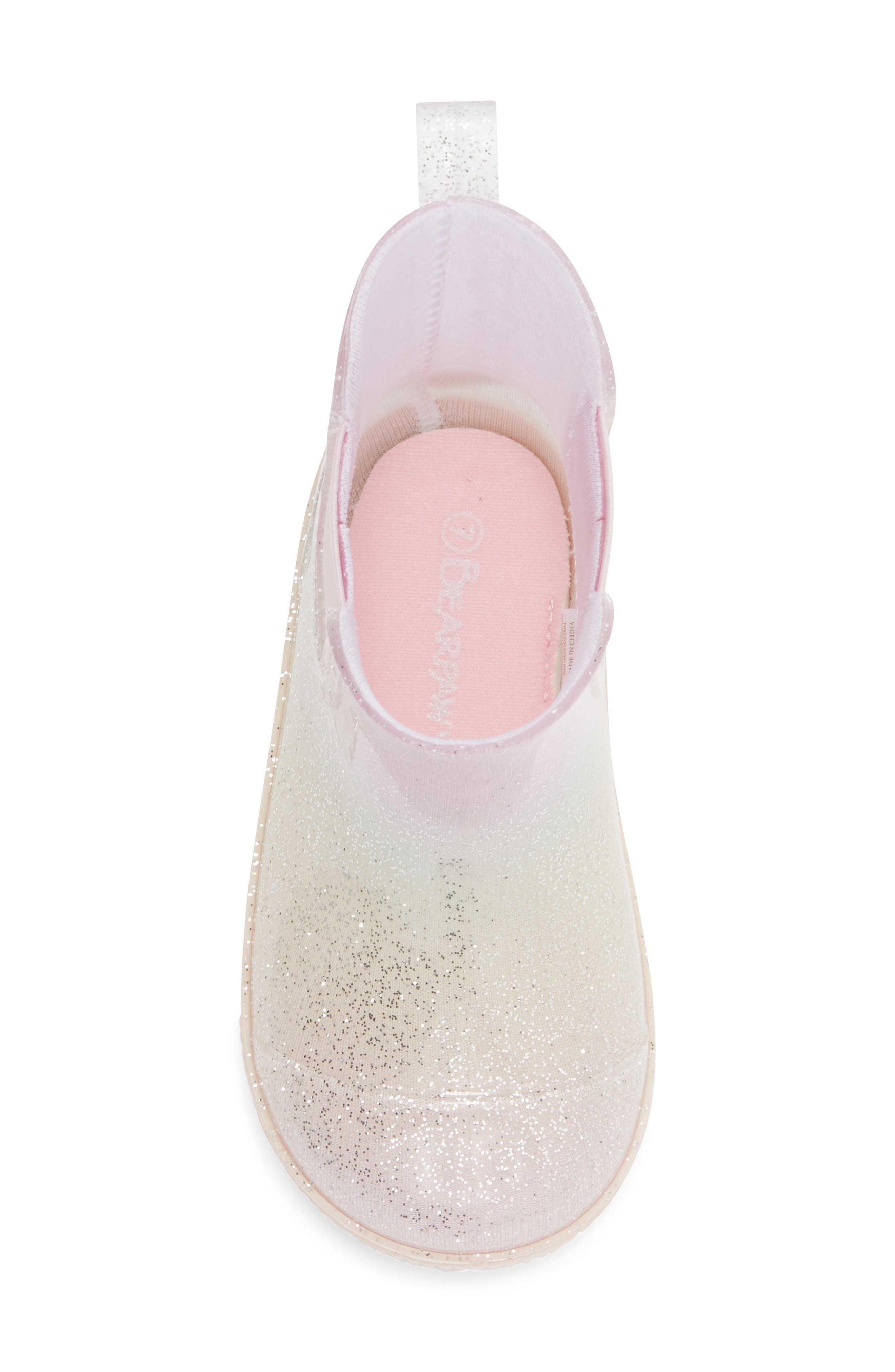 BEARPAW Kids' Pink Glitter Rain Boot, Alternate, color, Pink Glitter