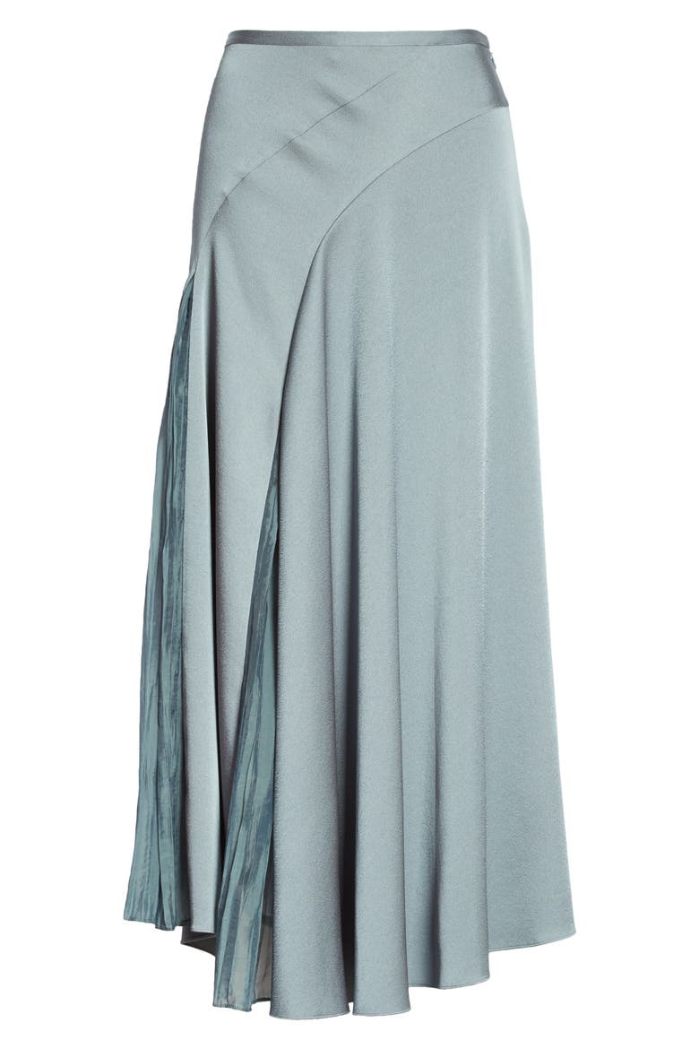 Mixed Media Panel Asymmetrical Skirt, Alternate, color, CELADON