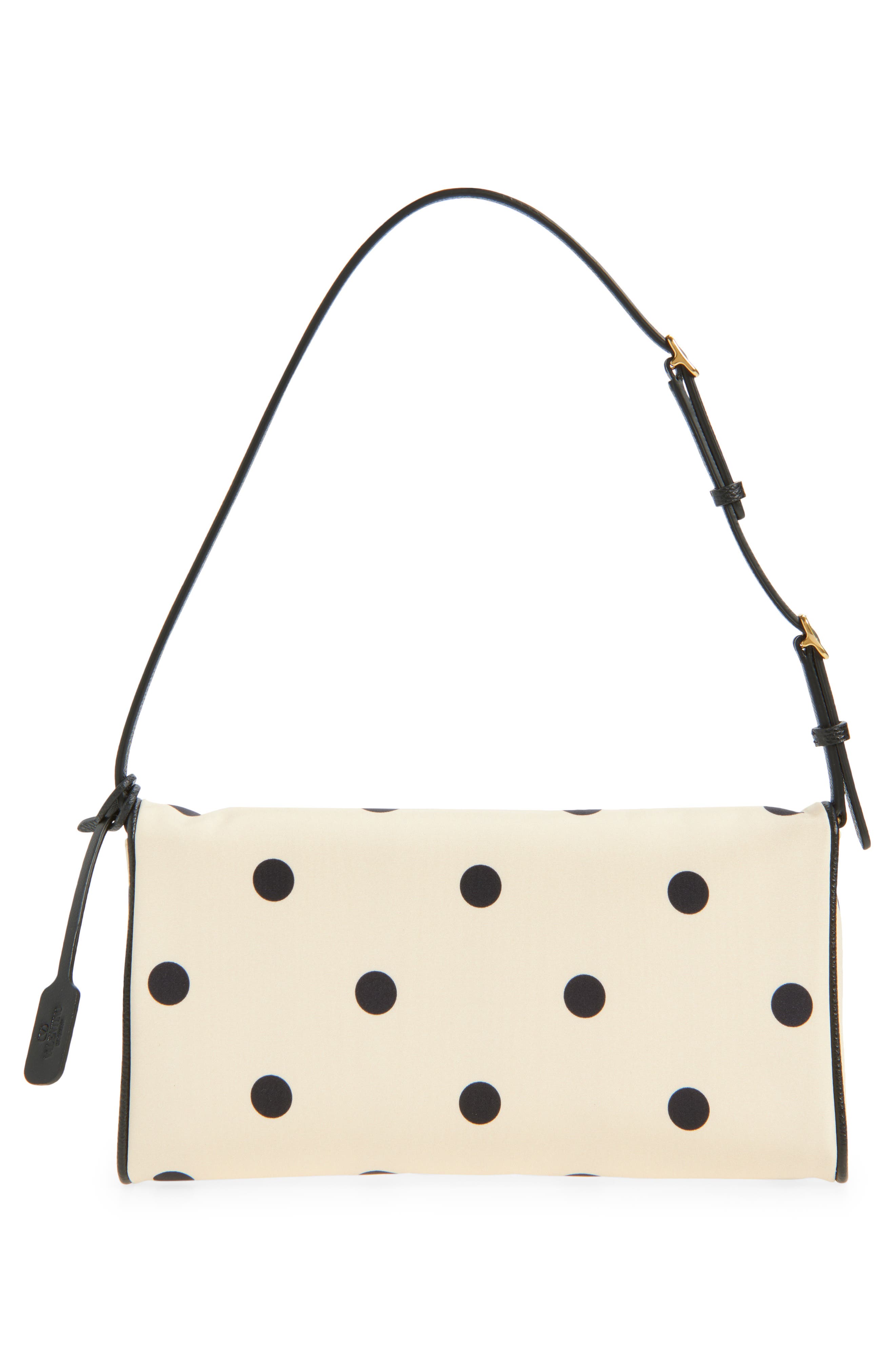 Valentino Garavani DeVain Polka Dot Silk Clutch, Alternate, color, Butter