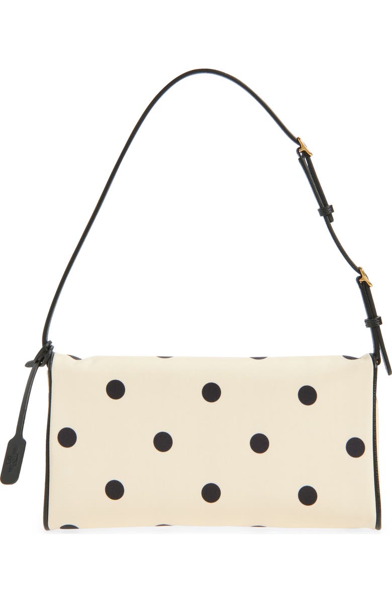 Valentino Garavani DeVain Polka Dot Silk Clutch, Alternate, color, Butter