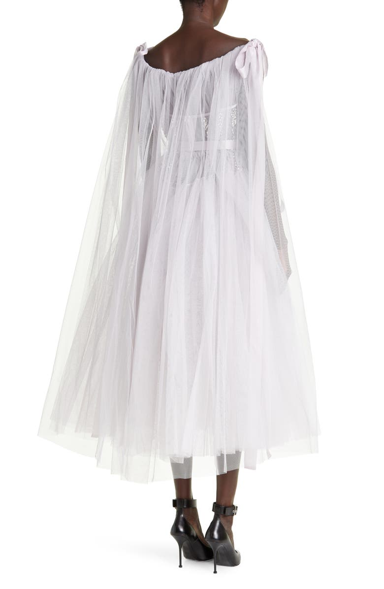 McQueen Crystal Embellished Off the Shoulder Mesh Dress, Alternate, color, 