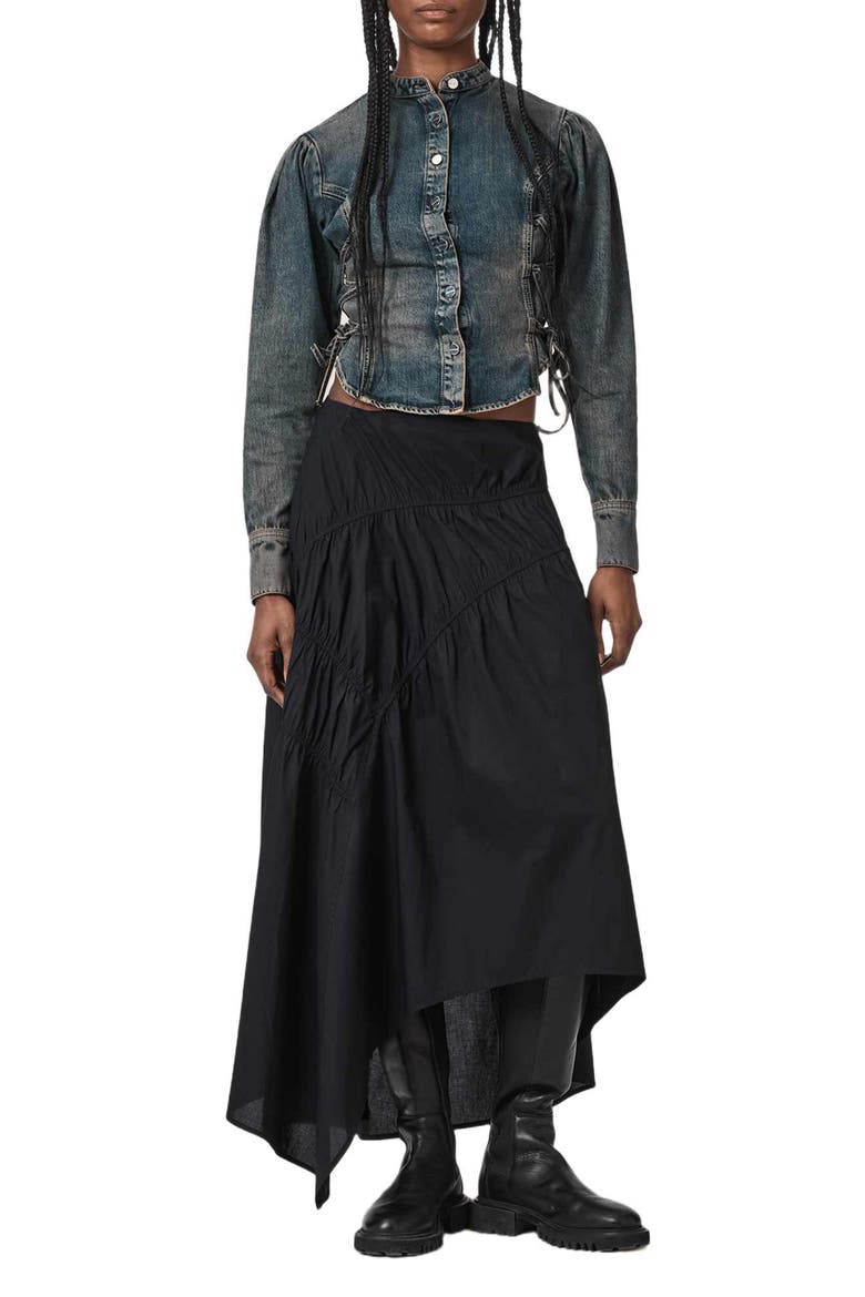 Evanna Tie Side Denim Shirt, Alternate, color, TINTED INDIGO