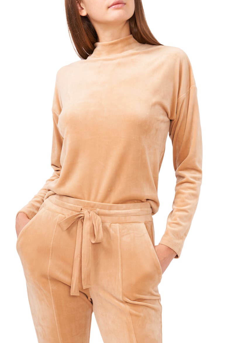 Velour Turtleneck Top, Main, color, CAPPUCINO