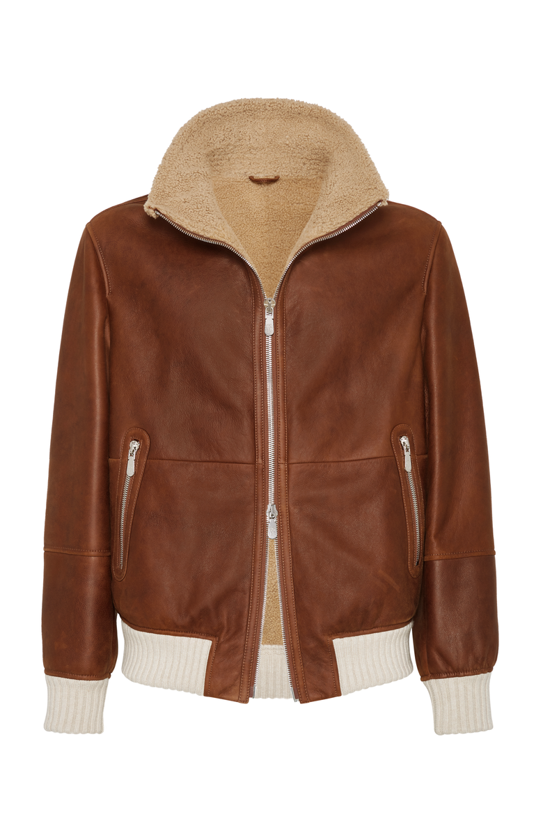 Brunello Cucinelli Nappa shearling bomber jacket, Main, color, 