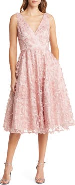 Eliza J 3D Appliqué Fit & Flare Cocktail Dress