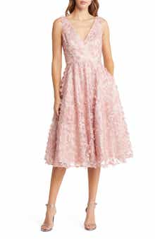 Eliza J 3D Appliqué Fit & Flare Cocktail Dress