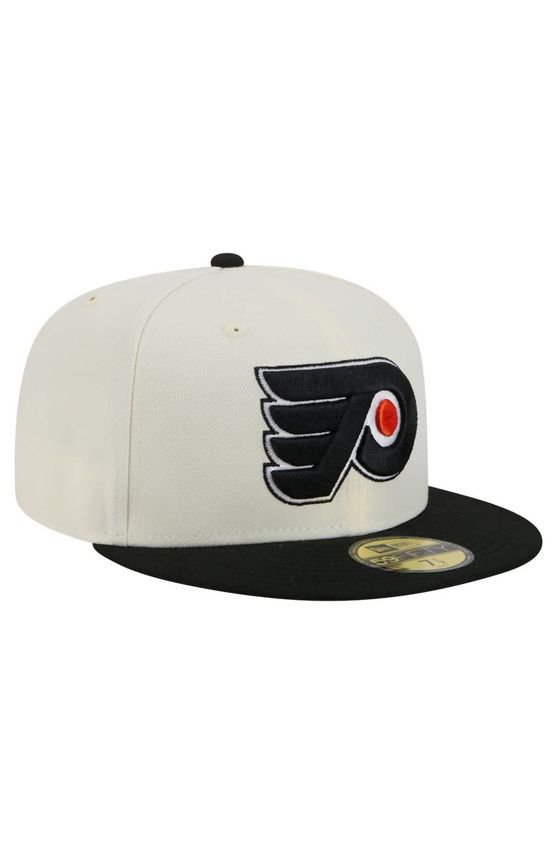 New Era Men's New Era White Philadelphia Flyers Chrome Two-Toned 59FIFTY Fitted Hat, Alternate, color, Cream
