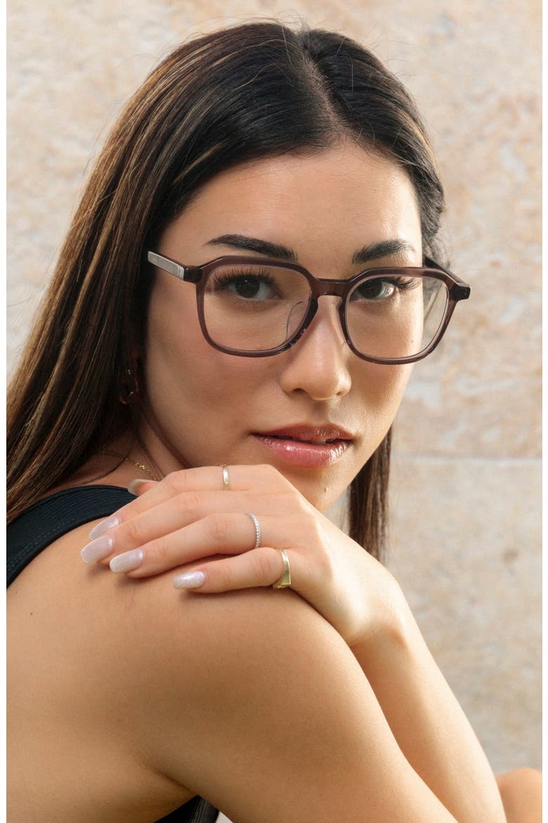 Hau Oli 53mm Low Bridge Square Optical Glasses, Alternate, color, CARIBBEAN CONCH / CLEAR LENSES