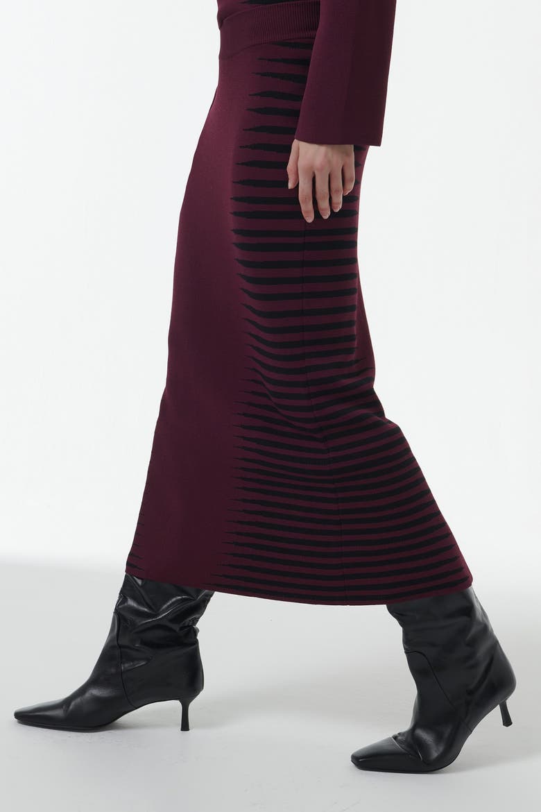 Jacquard Pencil Skirt - Shorter Length, Alternate, color, Red