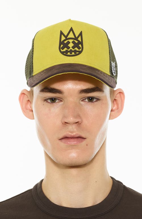 Cult Of Individuality Logo Mesh Back Suede Trucker Hat In Yellow